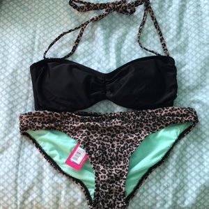 3/$20 Black cheetah print bikini set